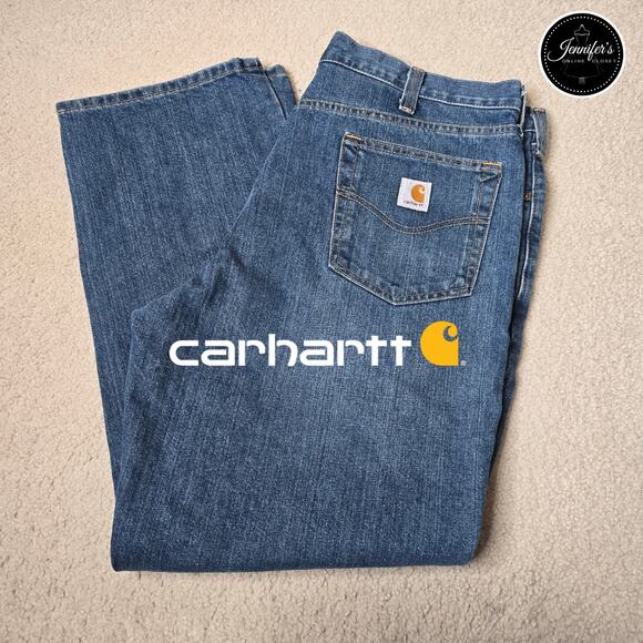 Carhartt Men's Holter Medium Wash Relaxed Fit Straight Work Jeans Size 40 x 30 - Picture 1 of 9